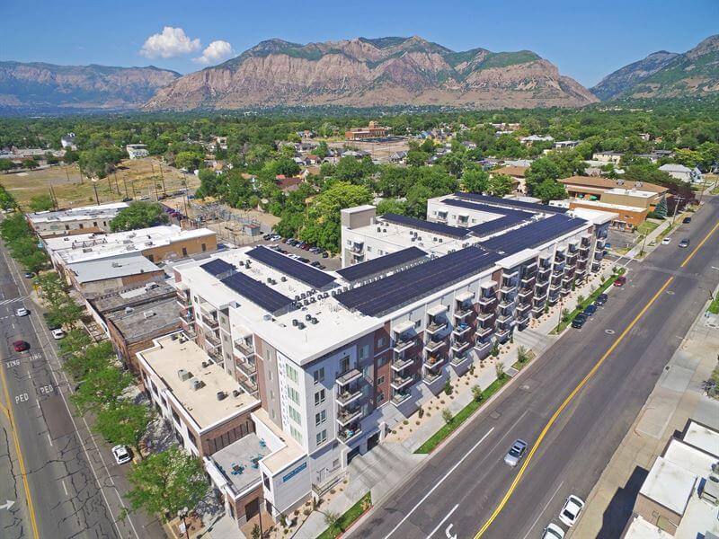 Tower View Apartments with solar panels